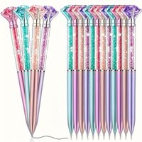 4PCS Crystal Ballpoint Pens, Medium Point, Quick Drying, Lightweight, Retractable, Black Ink, Office Supplies Decorative Pens