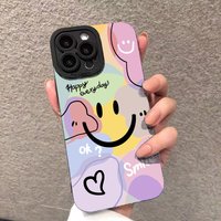 Phone Case For Samsung Galaxy S26 S25 S24 S23 Ultra S22 Plus S21 FE A56 A55 A53 A54 A36 A16 A35 A34 Cute Smile Love Design Cover