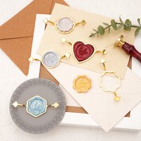 5Pcs Multi-Shape Wax Seal Frame Molds,Metal Border Guides for Perfect Round,Hexagon,Heart & Flower Seals,for Envelopes,Crafts