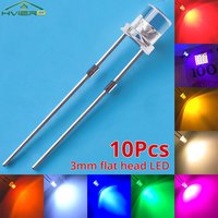 10/20PCS F3 3mm Ultra Bright Flat Top Head White Red Blue Orange UV Pink Diode Bulbs Wide Angle Light Emitting Lamps Diodes Led