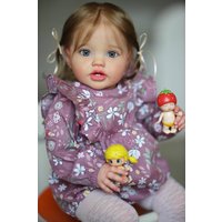 NPK 24Inch Newborn Baby Toddler Doll Reborn Lottie Princess Girl Lifelike Soft Touch 3D Skin Art Doll with Hand Rooted Hair image 3