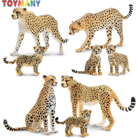 8Pcs Toymany Simulation Cheetah Figures Set Wildlife Animal Model Cake Toppers Kids Children Gift Mini Collectible Figurines