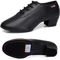 Women Latin Dance Shoes Ballroom PU Leather Ladies Girls Modern Jazz Dance Shoes Silver Black Salsa Dancing Shoes Teacher Shoe