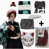 Anime Kamado Cosplay Cosplay Costume Wig Mask Kimono Coat Halloween Uniform Adult Children