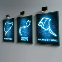 Neon Style F1 Formula Race Track Circuit Abstract Neon Poster and Print Canvas Painting Wall Art Pictures for Room Home Decor