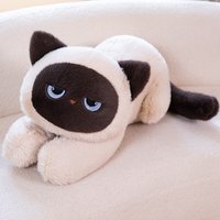 60/90CM Long Siamese Cat Plush Pillow Soft Stuffed Animal Doll Lying Siamese Cat Cushion For Sofa Room Decoration