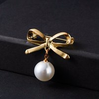 Fashion Bow Brooch For Women Luxury Crystal Pearl Brooch Clothing Accessories Jewelry Wholesale