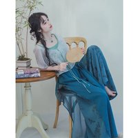 Retro Short Skirt Set Blue Women's Clothing Set Casual Top Skirt Suit Elegant High-end Summer 2024 Traditional Chinese Clothes