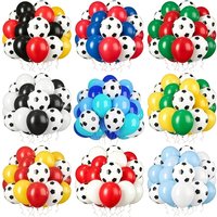30-Piece Football Balloon Set, 12-Inch Football Latex Balloons, Black, White, Red, Blue, Green, and Yellow Balloons, Suitable for Football Games, Celebrations, Cheering, Birthdays, Weddings,