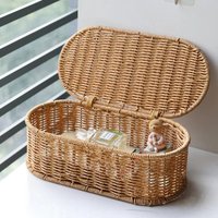 Rattan Storage Basket Woven Storage Box, Dust-proof Cutlery Frame, Home Decoration Basket Kitchen Organizer, Kitchen Organizer