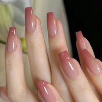 24pcs Upgrade Your Look With Light purple gradient long square false nail set 1pc Nail File & 1Nail Glue Sticker Kit Nails