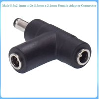 5PCS/LOT DC Power Male 5.5 x2.1mm to 2x 5.5mm x 2.1mm Female T Splitter Adapter Connector