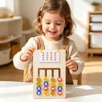 Montessori Wooden Four Color Matching Double-sided Game Chess Cognition Learning Game Logic Thinking Training Early Education