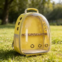 Portable Breathable Bird Carrier Backpack Travel Parrot Bag Cage Adjustable Birdcage with Wooden Stick Stand Outdoor Pet Bag