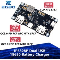 IP5328P Dual USB 18650 Battery Charger Treasure Tpye-c 3.7V Step Up Fast Quick Power bank board QC2.0 QC3.0 Charger module