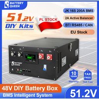 Presale DIY 48V LiFePO4 Battery Case Kits with JK 16S 200A Smart BMS 51.2V DIY Kits 280ah BT LCD 2A Active Balancer for Solar