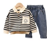New Spring Autumn Baby Boys Girls Clothes Fashion Striped Children T-Shirt Pants 2Pcs/Set Toddler Casual Costume Kids Tracksuits