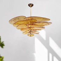 Modern Vibrant Colors Petal Chandelier Glass Material Nordic Style Ceiling Pendant Light Luxury Art Decor Lamp Living Room Room