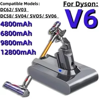 For Dyson V6 12800mAh, vacuum cleaner uses V6 battery, 21.6 V, 12.8Ah, DC62, DC59 (4,8 Ah, 6,8 Ah, 9,8 Ah, 12,8 AH)