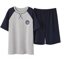 Men Pajama Set Cotton Short Sleeve Shorts Casual Striped Nightwear Loungewear Two-Piece Set Plus Size Summer Man Sleepwear