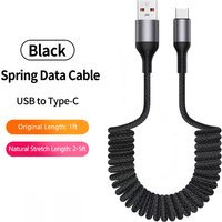 USB A to USB C Fast Charging Cable,Coiled Charge Cord for Car,Braided Charger Wire Compatible with iPhone 17/16/15,Samsung S25