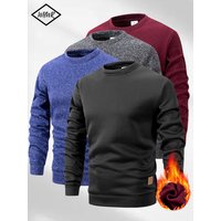 New Men's Sweater Spring Autumn Round Neck Long Sleeve Pullover Casual Sports Sweatshirt High Quality Solid Color Fleece Coat