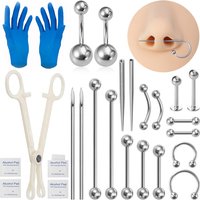 Surgical Steel Body Piercing Tool Kit Professional Needles Clamp Pliers Gloves Pull Pin Tool Lip Nose Navel Piercing Set Jewelry