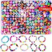 1108pcs/box Random styles soft ceramic beads acrylic letter beads DIY set box For making bracelets, headpieces, pendants