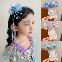 Mermaid headdress, children's super fairy princess bow, forehead chain, girl tassel, ear hanging, mermaid maiden hair accessory