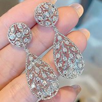Vintage Moissanite Diamond Dangle Earring 100% Real 925 Sterling Silver Wedding Drop Earrings for Women Jewelry Gift