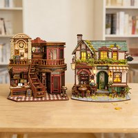 DIY Wooden Ancient Time Book Post Cottage Miniature Model Kits With Furniture Forest Casa Dollhouse for Friends Birthday Gifts
