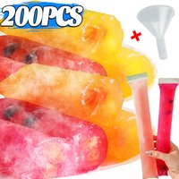 Summer Disposable Ice Popsicle Bags DIY Ice Cream Pops Large Freeze Sealed Bags Juice Yogurt Smoothie Mold Bag With Funnel Tools