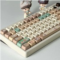 MAIMOOO Russian/English Khaki keycaps Cute Cocoa Key Caps MOA Profile PBT Thermal Dye Sublimation Mechanical Keyboard Keycap Set