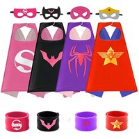 4 sets Superhero Capes masks for 3-10 Year Old girl Gifts Cartoon Dress Up Costumes Party Supplies Easter Halloween cloak