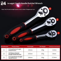 【Av3】1/4 3/8 1/2 Inch Ratchet Wrench 24 Tooth Drive Ratchet Socket Wrench Tool Multifunction DIY Hand Tool Ratchet Handle Wrench