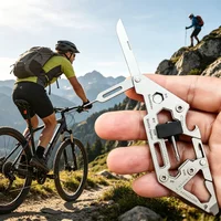 Stainless Steel EDC Carabiner Multi-Tool - Portable Screwdriver, Wrench & SIM Ejector for Outdoor Camping & Emergency