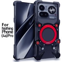 Luxury Hollow Metal Case For Nothing Phone 4a Pro Cover Nothing phone 4a Aluminum Bumper Built-in 360° Bracket With Protector