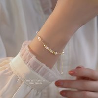925 Sterling Silver Irregular Colorful Bead Bracelet for Women Korean Fashion Sweet Gift Jewelry Accessories