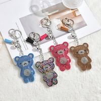 New Hot Keychain for Women Cute Bear Strawberry Cartoon animals Rhinestone Bag Pendant Tassel Key chain
