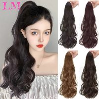 LM Synthetic Ponytail Extension Claw Curly Wavy Clip in Hairpiece Ponytail Hair Extensions Long Pony Tail Synthetic for Women