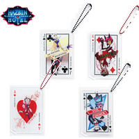 Anime Hazbin Hotel Poker Style 6cm Acrylic Keychain Charlie Alastor Vaggie Pendant Key Bag Decor Carnival Gift Collectible Ornam