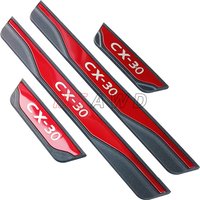 For Mazda CX-30 CX30 Accessories 2025 2024-2019 Stainless Carbon Car Door Sill Kick Scuff Plate Protector Trim Cover Pedal Guard