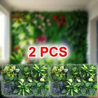 2PC Artificial Green Plant Wall Panels with Agave, Ferns, Palm Leaves Textured Detail Privacy Screen for Indoor/Outdoor Decor