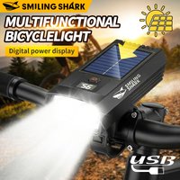 SMILING SHARK Bike Light 3Mode Bicycle Light Solar Energy Type c Rechargeable Waterproof Night Cycling Lighting QXD419