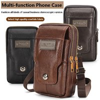 Men's leather waist bag outdoor work belt mobile phone cover large capacity with shoulder strap crossbody bag business leisure s