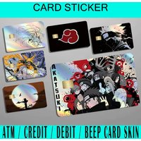 Anime Sasuke Kakashi N-NARUTO Akatsuki Bank Credit Cards Bus Pass Stickers Cool Decoration Waterproof 4PCS Card