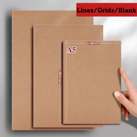 Thickened A5 Kraft Paper Notebook Horizontal Line Thick Paper Square Line Notebook Grid Simple Design Blank Book Study Office