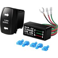 Turn Signal Rocker Switch and Flasher Relay Combo Kit for ATV UTV RV Boat Off-Road Truck Tractor Motorcycle 4Pin ON/Off/ON