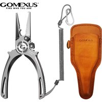 Gomexus Titanium Fishing Pliers 7 with Side Cutters Lanyard & Leather Sheath Never Rust Hook Remover Saltwater Resistant