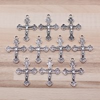 IFOCUS 10pcs/Lot Jesus Cross Charms For DIY Jewelry Making Zinc Alloy 22x29mm/0.87x1.14inch